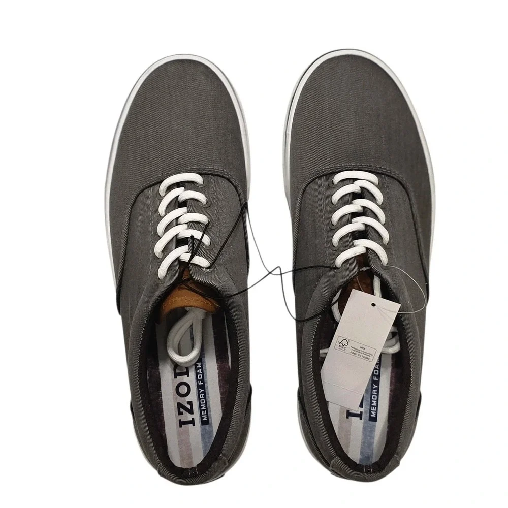 Izod Men's Rangley Gray Lace-Up Casual Canvas Boat Shoes Sneaker Size 10 Grey
